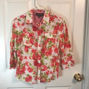Floral button up Petite Medium Jones New York